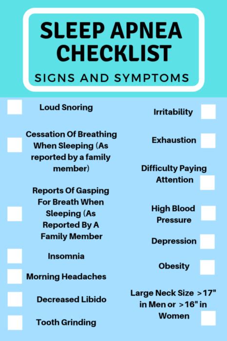 sleep apnea symptoms checklist